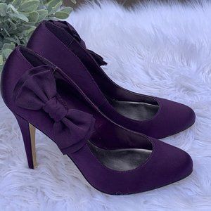 NEW in Box RSVP International Purple Satin Bow Heels Pumps - size 9M